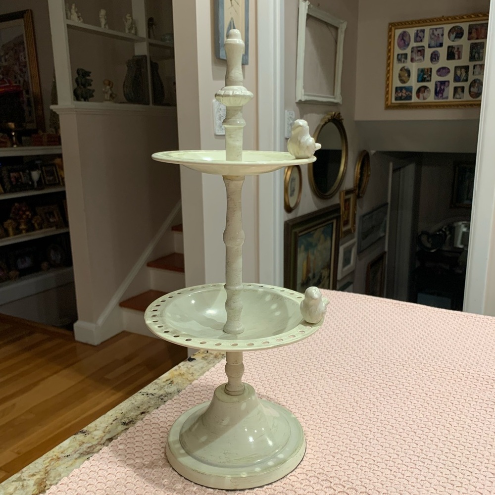 Metal Two tier Bird Design Jewelry holder